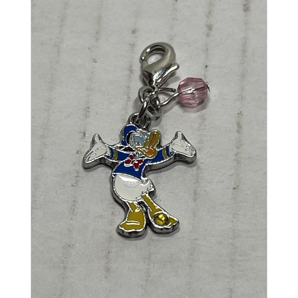 Vintage Disney Donald Duck Charm Clip On For Bracelet Zipper Pull Purse Crystals